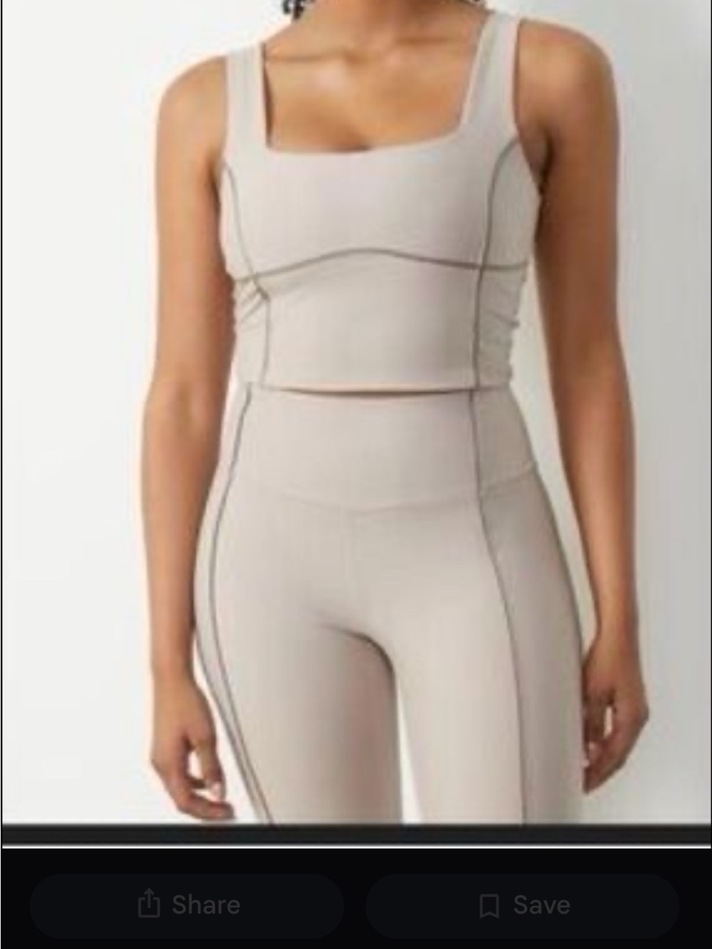 Square-Neck Crop Top in Taupe Beige
